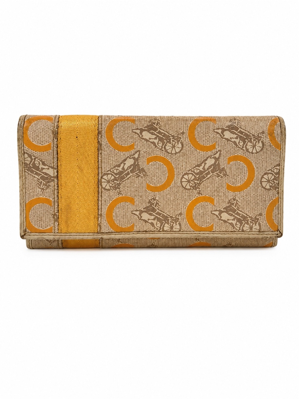 PROJECT Celine Beige and Mustard Signature Canvas Continental Wallet